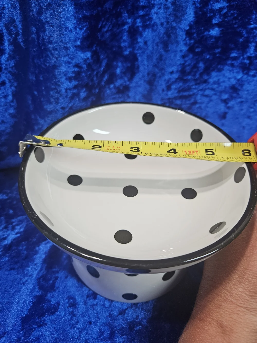 Dexypaws Black and White Polka Dot Elevated Ceramic Cat Dish